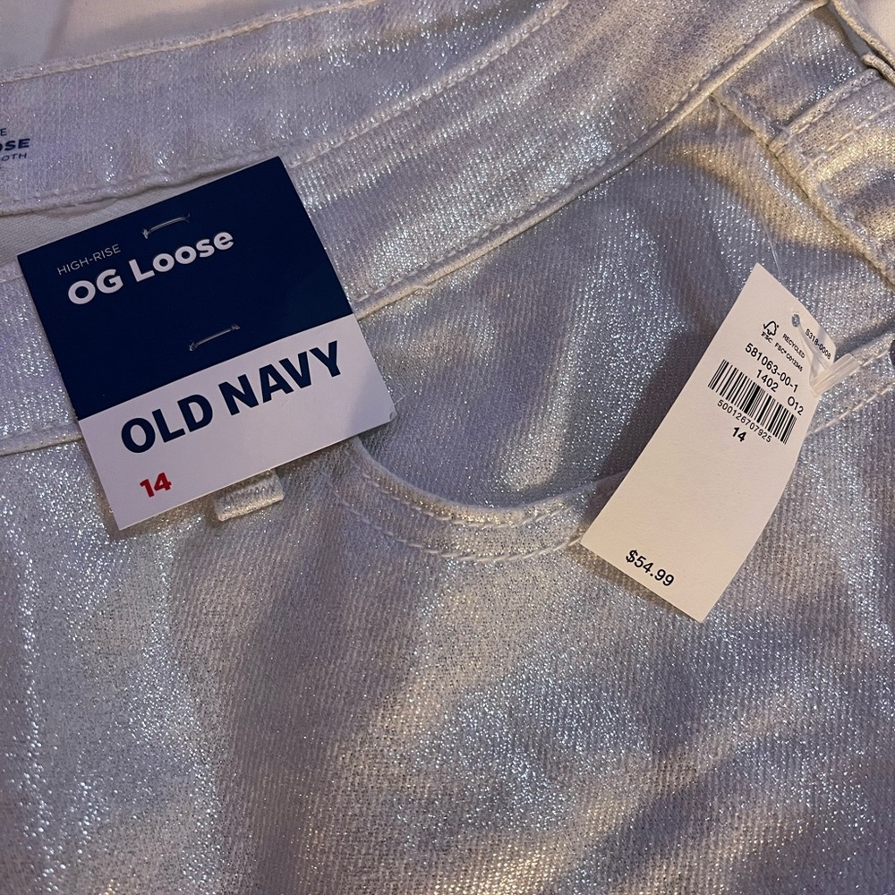 Old Navy Shimmering Silver High-Rise Pants - Picture 3 of 3